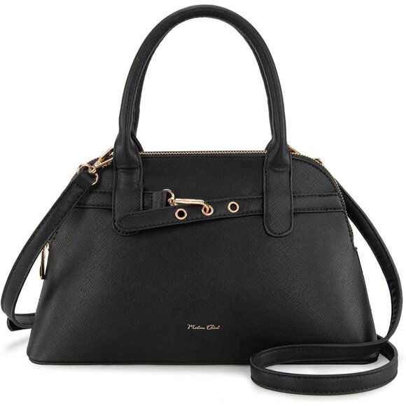 ⚡ Women's Black Shoulder Strap Belted Top Handle Designer Crossbody Satchel Bag - Picture 8 of 8